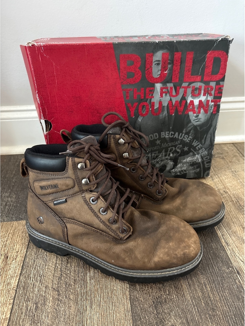 Wolverine Men's Waterproof Brown Leather Work Boots Size 11